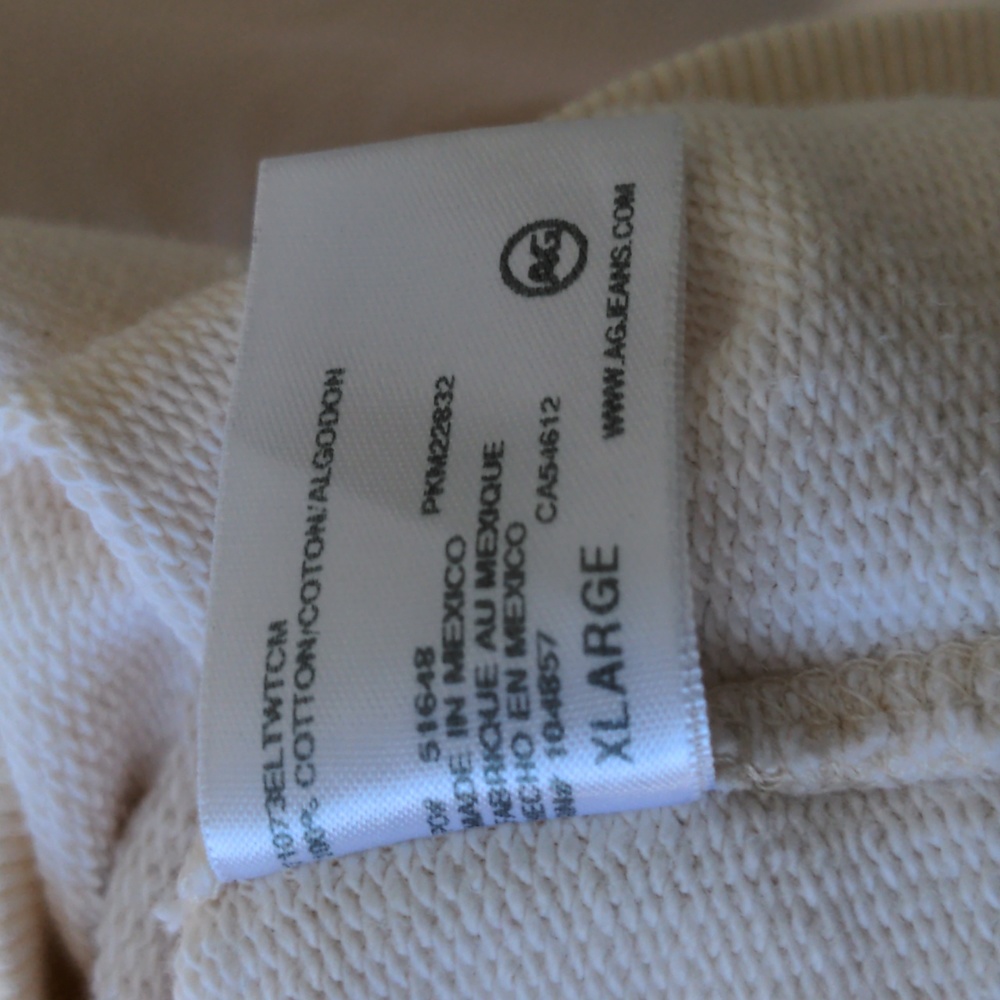 AG Crewneck Sweatshirt Cream Men's Size XL - Picture 5 of 6